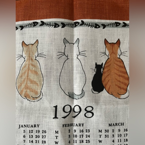 NWOTs Ulster Weavers CATS IN WAITING Irish Linen 1998 Cat Calendar No. 4135 - Picture 2 of 13